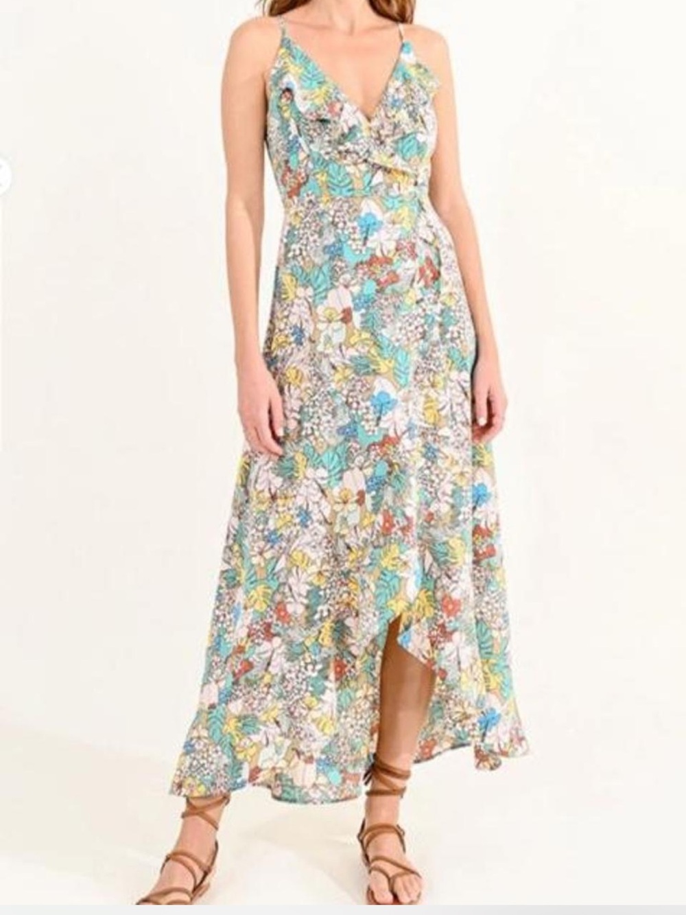 Molly Bracken Floral Maxi Dress in Teal, Yellow & White